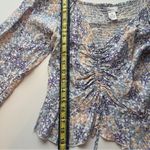 Japna Floral Ruched V-Neck Top - Purple and Pink Photo 5