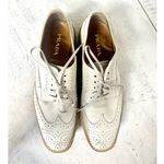 Prada  Leather Espadrilles Cork Lace-Up Platform Brogues Cream Womens Size 38/7.5 Photo 3
