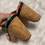 Johnston & Murphy Angie tropical floral open toe cork wedge mules size 9 Photo 2