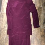 Hugo Buscati Silk Suit size 2, plum color, coat pit to pit measures 18, length is 28, arm length is 20, has small shoulder pads that are not removable, skirt waist measures 12, length is 17, excellent condition, just dry cleaned Photo 1