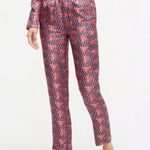 J.Crew NWT Silk Pull-on Easy Pant in Coral Peony Roaming Tigers Print Crop 00 Photo 6
