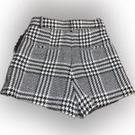 H&M NWT Tweed Houndstooth Plaid High Waist Coquette Dress Shorts Black White 2 Photo 4