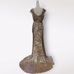 Mac Duggal Gold Sequin Cap Sleeve Gown 3785M Size 14 Long Formal Gown NWT Photo 4