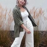 Anthropologie NWT x Maeve The Colette Ivory Cropped Wide-Leg Corduroy Pants 24W Photo 3