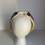 Hand Beaded Mexican Headband Beige Padded Turban Style Embroidered Boho NWT Gold Photo 3