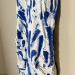 Peach Women's Size Medium Yumi Tye Dye Bodycon Ruching Stretch White Midi Dress Photo 8