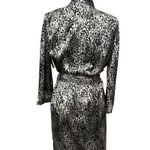 Leopard Satin Robe With Belt Tie Ambrielle Womens Small NWT Black Photo 3