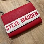 Steve Madden  | Women's Red White Faux Leather Adjustable Crossbody Bag Purse Photo 2