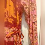 Free People  Tilda Wrap Dress Bohemian Patchwork Maxi Red Orange Medium NWOT Photo 4