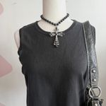 Charter Club  Black Sweater Vest Top, Classic Knit Sleeveless 90s Gothic Large‎ Photo 1