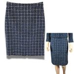 J.Crew Midnight Navy Tweed Pencil Skirt NWOT Size 0 Photo 1