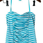 Lime Ricki NWT  Bandeau Pool Stripe Tankini Top Blue Aqua White Size M Medium New Photo 0