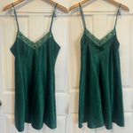 Emerald Green Satin Midi Slip Dress Lace Vintage Size Medium Lingerie Nightie Photo 1