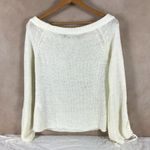 MINKPINK Ivory Sheer Knit Lace up Bell Sleeve Off The Shoulder Sweater MEDIUM Photo 9