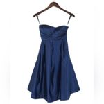 Bill Levkoff  Navy Blue Strapless Satin Dress Short Bridesmaid Formal‎ Size 0 Photo 1
