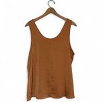 MELLODAY  Women's Brown‎ Satin Tank Top Size L Sleeveless Scoop Neck Photo 2