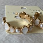 A New Day : Gold Tone & Faux Pearl Hoop Earrings- Nickel Free Photo 11