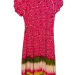 Tanya Taylor Women's Pink Silk Luciana Print Ruffle Midi Dress Size 8 Photo 3