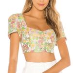 Majorelle  Jade Top in Flamingo Pink Size XL Floral Spring Dainty Crop Photo 0