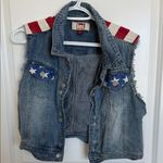LEI Vintage American Flag Vest Size XL Blue Photo 0