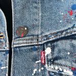 Levi's Premium Womens Paint Splatter "Doritos" Cotton Blend Denim Jacket Photo 3