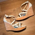 Carmen Marc Valvo  Cork Wedge Sandals White Silver 9 Photo 0