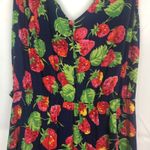 Warehouse Strawberry Print Sleeveless Midi Dress Blue Size 2 Photo 8