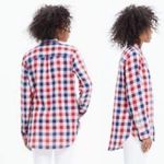 Madewell  Red White & Blue Ex-boyfriend Emmett Check Pattern Button Shirt-XS Photo 57