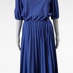 Vintage Laurel Ridge 70s Blue & White Polka Dot Pintuck Pleated Dress Size 15/16 Photo 0