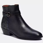 Coach  Black Logo Leather Dean Boots Size 7.5 $295 Photo 0