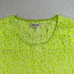 Madewell Neon Green Lace Tunic Top Womens X-Small Short Sleeve Scallop Hem Sheer Photo 2