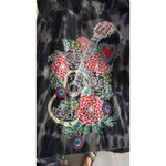 Disney  Coco Gray Guitar Floral Tie Dye Midi Short Sleeve Dress Size Medium Photo 2