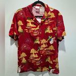 Disney  Princess Mulan Fireworks Red Scenic Woven Button-Up Photo 1