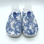 Sport Womens Rubber Clog Flats Floral Lightweight Blue White Size 41 US 10 Photo 1