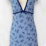 Motel Light Dark Blue Whimsygoth Crushed Velvet Floral Mini Mesh Dress S Photo 0