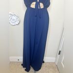 Tyche NTM:  Navy Halter Cutout Wide-Leg Jumpsuit Flowy Boho Wear One-Piece Size L Photo 4