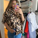 Nasty Gal Leopard Cheetah Silky Oversized Crop Top Pajama Style Sz 4 Photo 2
