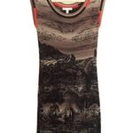 Diktons Barcelona Size 6 Multicolor Mountain Castle Artsy Midi Stretch Dress Photo 0