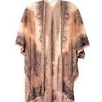 Sheer Pink Paisley Kimono with Fringe Size L Photo 2