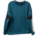 Nike Therma Fleece Women Medium Teal Blue Pocket Crewneck Sweatshirt Color block Photo 6