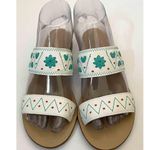 Jack Rogers Leather Southwest Slides Sandals White Green Orange Size 6 Photo 1