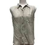 Big Dogs VTG Resortwear 100% Silk Top Sz M Pale Green Button Up Tropical Coastal Photo 1