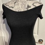 Michael Stars Vintage Off Shoulder Fit Bodice Whimsygoth rave short sleeve retro pinup rockabilly size S cropped top with boat neck and cold shoulder design. Black Photo 1