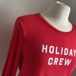 J.Crew  Holiday Crew Long Sleeve Tee Womens Sz Large Red Christmas Novelty Photo 1