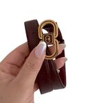 Gucci Authentic Vintage Burgundy and Gold Leather Belt with Designer Buckle EUC Photo 4