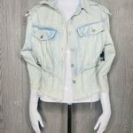 Boom Boom Jeans Nwt  denim light wash jacket cropped raw hem style medium unique Photo 5