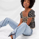 American Eagle Womens Outfitters AE Cropped Embroidered Babydoll Top - Sz XS Photo 0