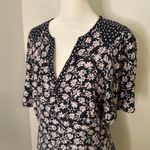 Rebecca Taylor navy blue & light pink floral short sleeve a-line dress size 8 Photo 3