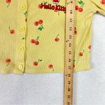 Hello Kitty  Cardigan Sz M Yellow Ribbed Baby Doll Cropped Long Sleeve Button up Photo 8