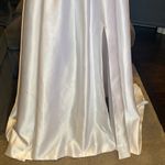 Women’s White Satin Full Length Prom Party Dress Corset Back Size 2 NWOT White Photo 2
